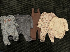 Carter's Newborn Baby Girl Lot of 5 One Piece Bodysuits