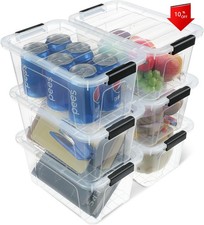 6-Piece Set of Plastic Storage Containers with Lids, 7-Quart Capacity