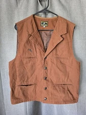 Wyoming Traders Vest Mens M Canvas Snap Up Western Rodeo Rancher Brown Cotton