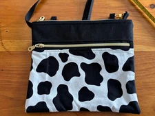 New Classic Cross Body Bag Hand Made in Vermont. Holstein cow theme.