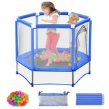 55 Inch Kids Trampoline with Safety Net Blue