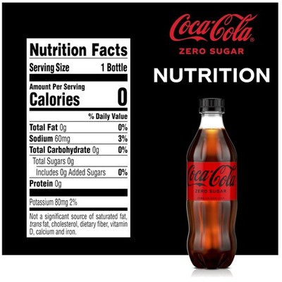 Coke Zero Sugar Soda, 16.9 fl oz Bottles, 12 Pack