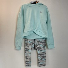 NWT 3-Piece Set Girls 10-12 Hoodie Tank Top Pants Mint Blue Camo ACTIVE Outfit
