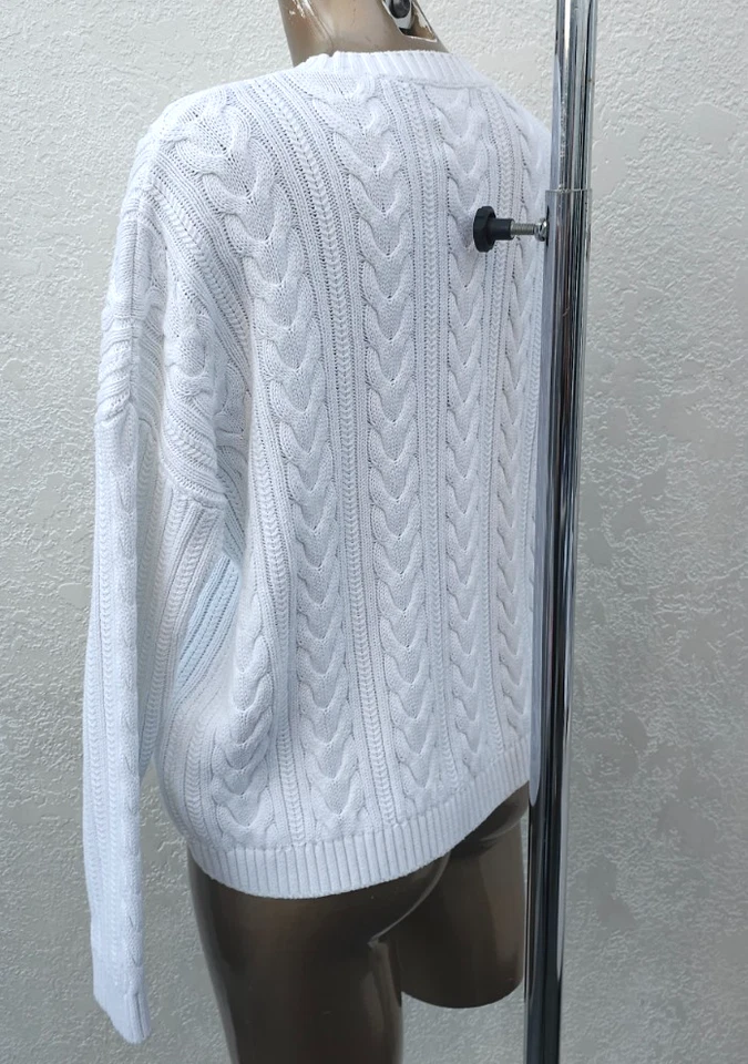 Superdry Cable Knit White Jumper Size 12 Sweater Top - Image 4 of 4
