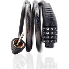 Long Coiled Security Resettable Combination Bike Cable 4 Digit Lock, Anti-Theft