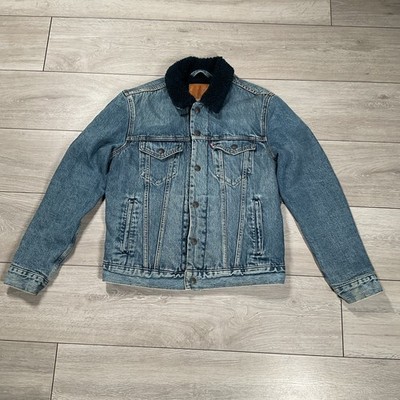 Levis Herren blau Denim Trucker Jacke Sherpa 16365-0067 Größe S Small sehr guter Zustand
