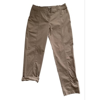 Chico s Khaki Front Seam Convertible Roll-Cuff Cropped Utility Pants Tan size 2