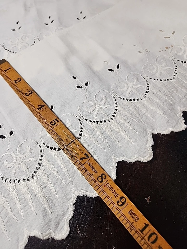 Antiguo Bordado Inglés Algodón Blanco Bordado 8" Borde Festoneado Foto 2 de 4