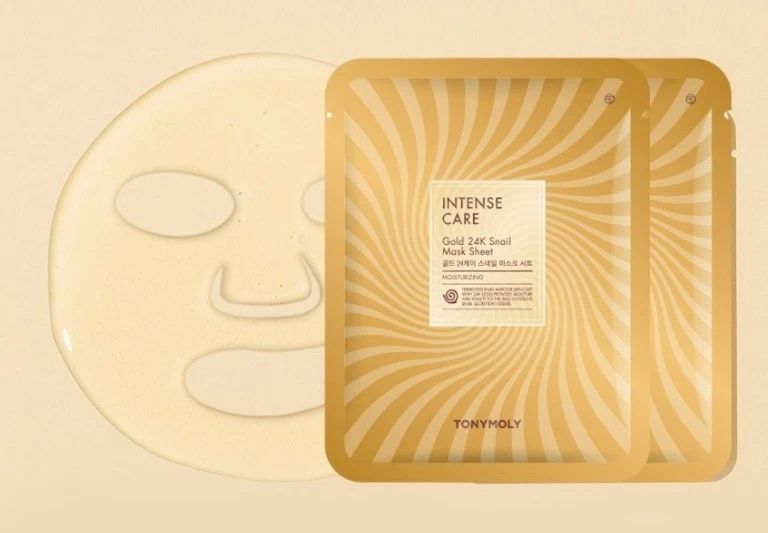 TONYMOLY Intense Care Gold 24K Snail Hydrogel Face Mask 10 Sheets Anti-Aging - Image 3 of 4