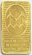 5 GRAMS GOLD BANCO CIUDAD DE BUENOS AIRES INDUSTRIA ARGENTINA 999.9 BULLION BAR 5069.87 per troy oz