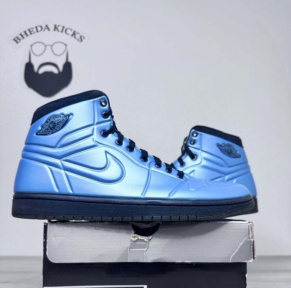 Tamanho 10 - Air Jordan 1 alto anodizado azul preto 414823-401 Nike espuma retrô - Imagem 3 de 4