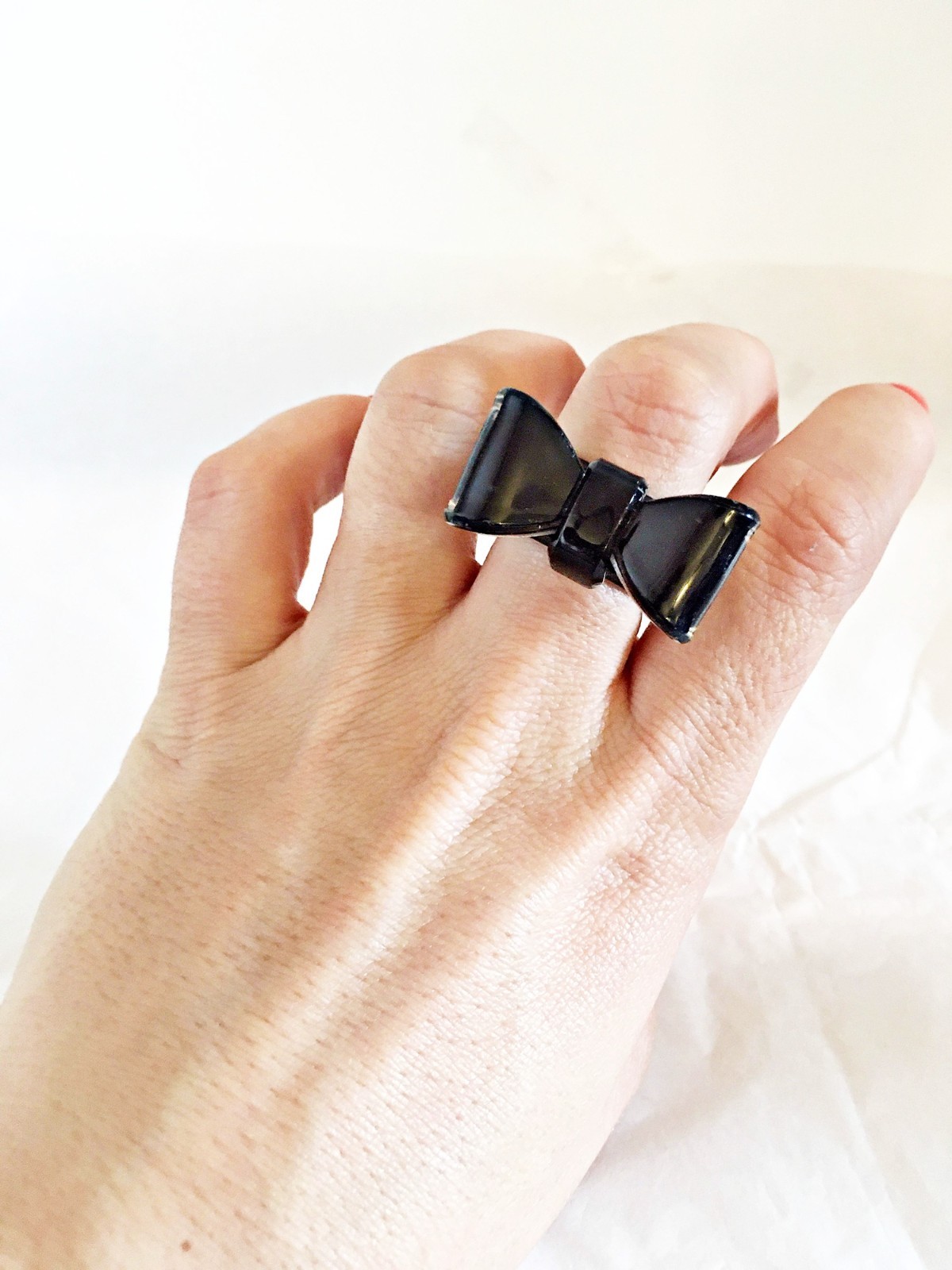 Chunky Black Bow Ring Large Funky Statement Rocka… - image 3