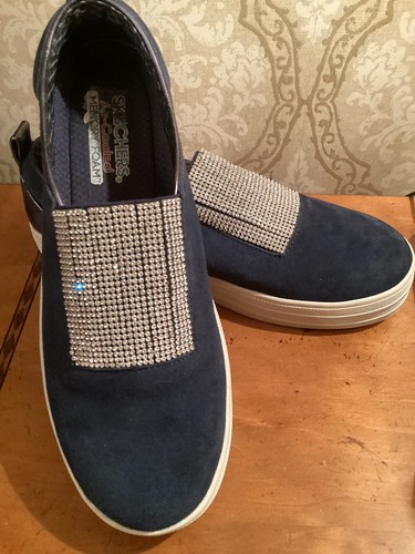 Skechers Dazzle Em Slip On Rhinestone Sneaker Navy  Size 7.5 M - Picture 2 of 7