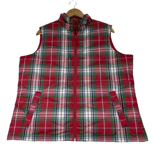 Down Filled Plaid Quilted Vest Size 