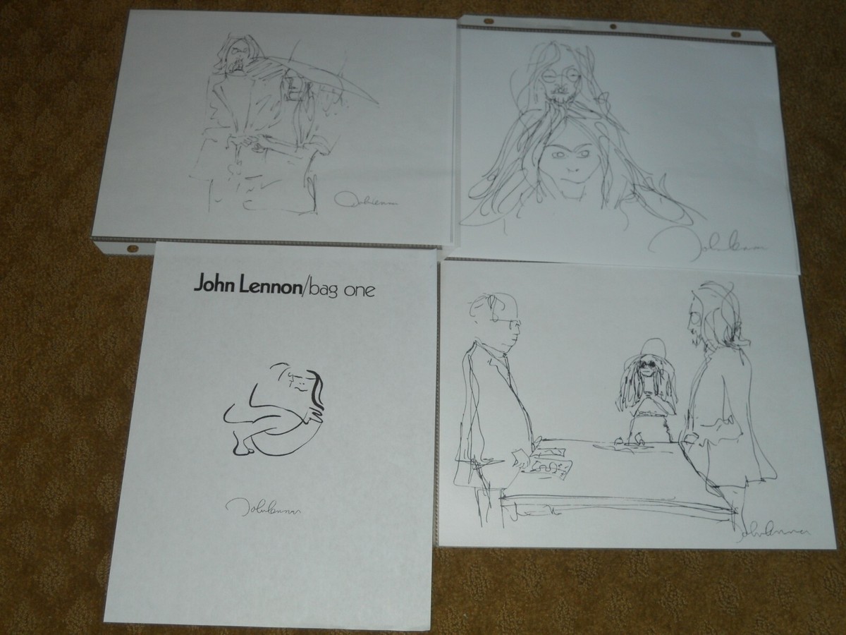 Copies Of Four John Lennon Drawings The Bag One Collection