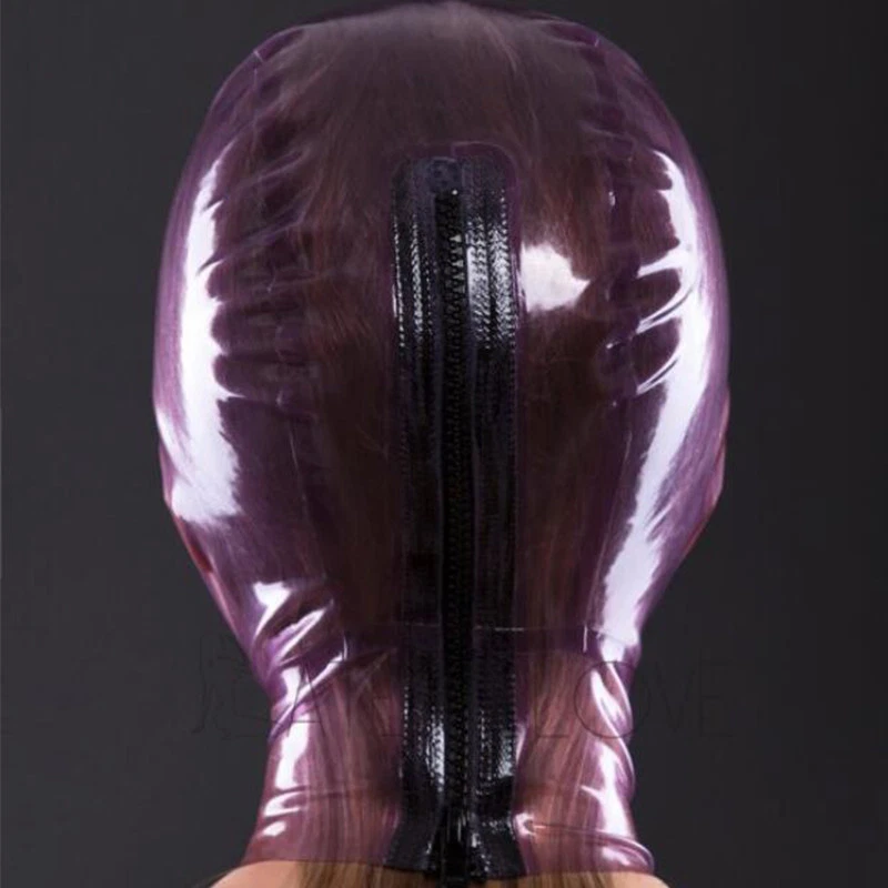 Latex Hood with Breath Control Hole for Play Suffocating Rubber Mask Club Wear - Image 3 of 4