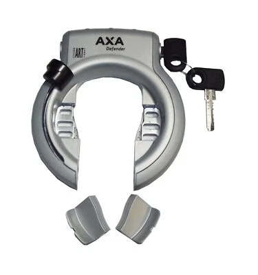 AXA DEFENDER Rahmenschloß RL Silber Fahrradschloss incl. Abdeckkappen NEU