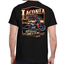 2025 Laconia Motorcycle Week Weirs Beach Bike T-Shirt No Harley