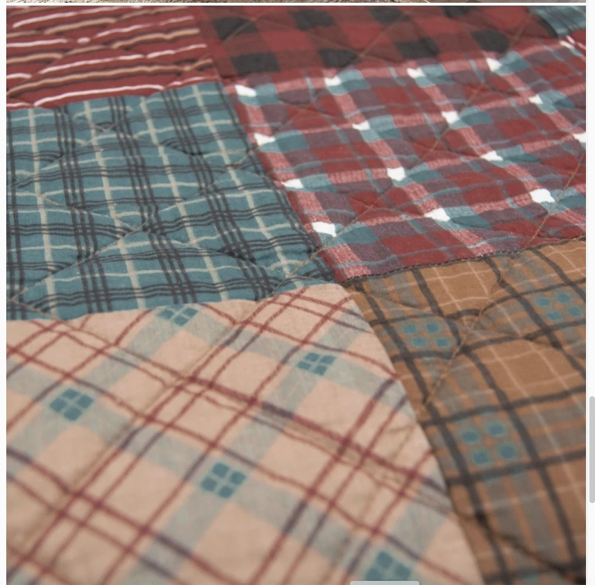 Juego de edredón de retazos de algodón para cabaña de campo ropa de cama rústica para casa de campo Foto 3 de 4