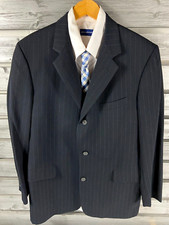 Brooks Brothers Brooksease Makers Blue Wool Three Button Blazer Jacket Mens 40