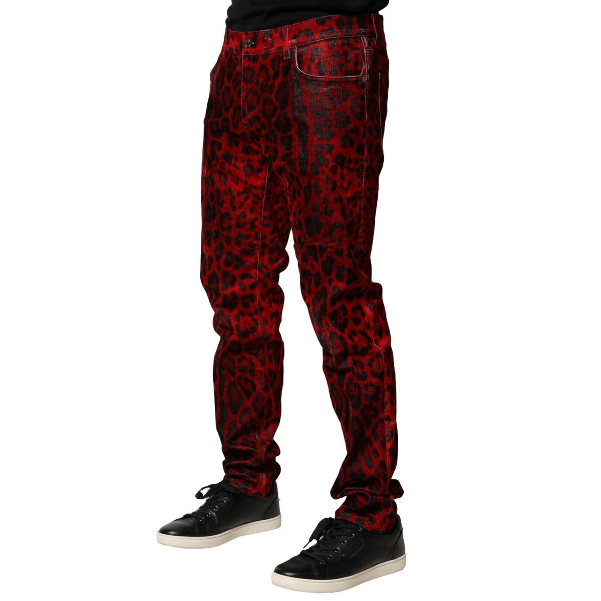 DOLCE&GABBANA グラフィティ スキニーデニム オードリーフィット DOLCE & GABBANA Jeans Red Leopard Print Cotton Skinny Denim IT54