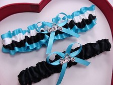 NEW White Black Turquoise Wedding Garter Prom Homecoming Dance Motorcycle
