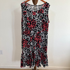 Julian Taylor Women's Size 22W Floral Sleeveless Scoop Neck Flare Midi Dress