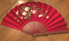 Hand painted silk antique folding hand fan