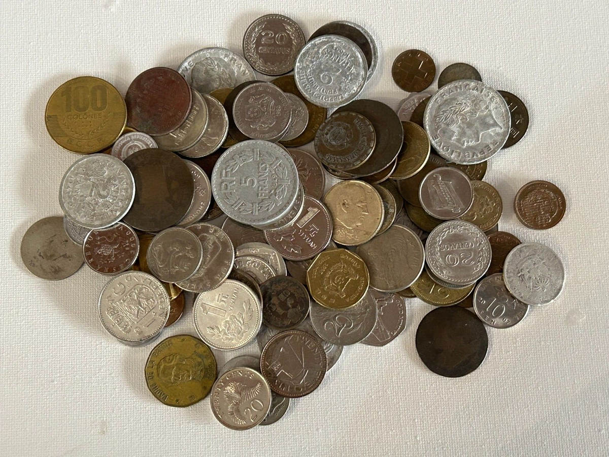 WORLD COINS Bulk Mixed Lot FOREIGN COINS Different Den. 15oz. 90 Plus Coins.