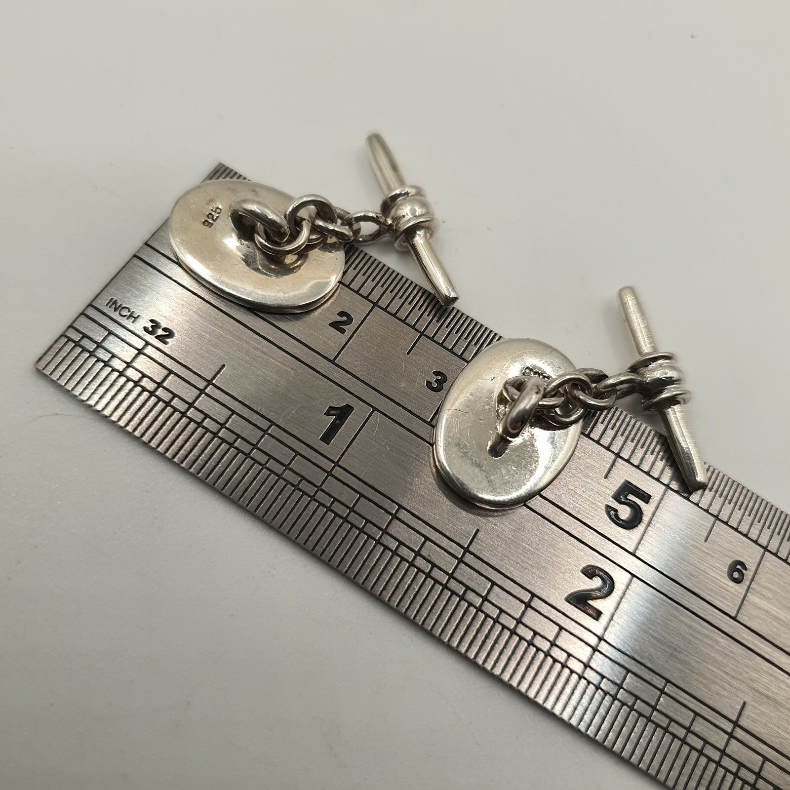 Photo 5 of Sterling Silver Mens Cufflinks Oval 8.7gram (lot 1) M14