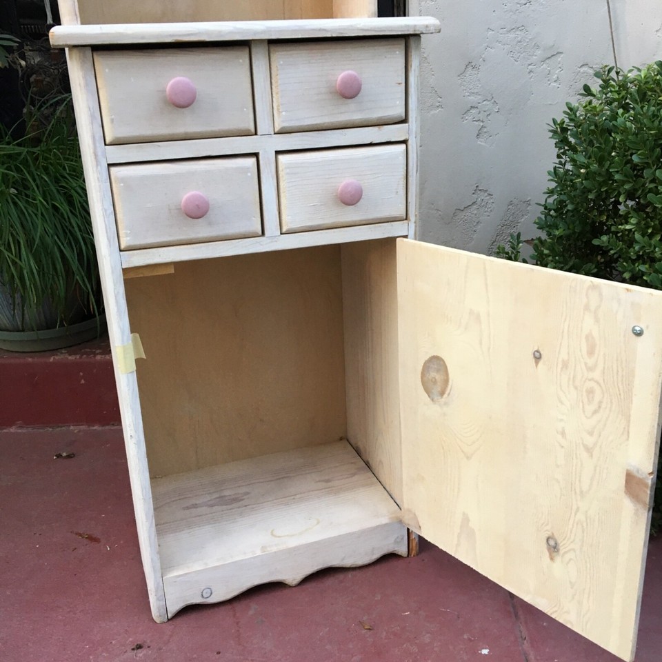 Skinny Hutch Cabinet Slender Narrow Slim~Wood~Pantry Pie Storage Linen ...