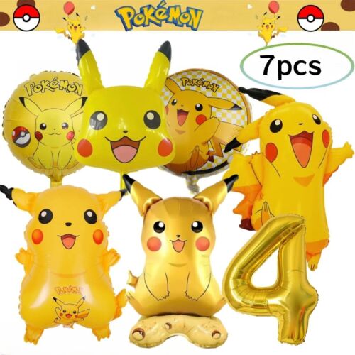 Pikachu Pokémon Birthday Balloon Bundle – Set of 7 Ages 1-9 Party Decorations - Picture 13 of 18