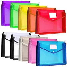 10 Pieces B4 Plastic File Folders Envelope Expanding File Wallet Organizer Do...