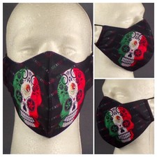 Mexican Sugar Skull Face Mask   Washable, Digitally Printed Free Shipping