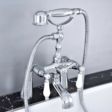 Chrome Brass Deck Mount Bathroom Tub Clawfoot Faucet W/ Hand Shower Sprayer