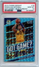 Donovan Mitchell 2019 Mosaic Blue Fluorescent /15 Got Game? PSA 10
