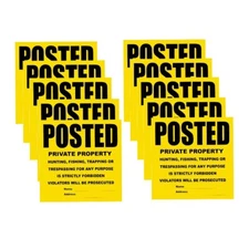 Posted Private Property No Trespassing Sign for Outdoors - 10 Signs, 11" x 11"