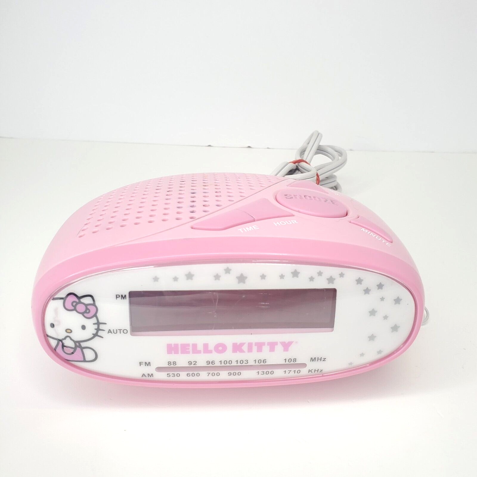 Hello Kitty Digital Alarm Clock & Radio AM/FM Pink White KT2051 Tested