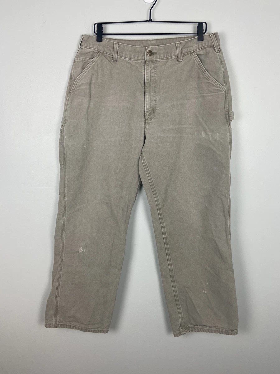 Carhartt B11 DES Khaki Canvas Dungaree Fit Carpenter Pants Men s 38 x 32