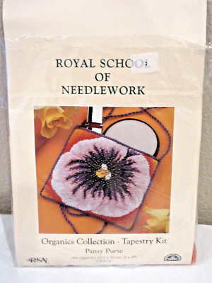 HTF Royal School of Needlework Organics Coll PANSY PURSE Needlpoint Tapestry KIT