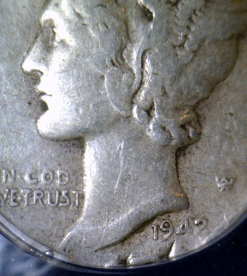 1942 ERROR ANACS EF40 RAGGED CLIPPED ERROR SILVER Mercury Dime Clip Coin NR - Image 3 of 4