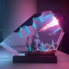 Monster Godzilla Resin Lamp, Custom Night Light, Resin Bedside Table/Desk Lamp