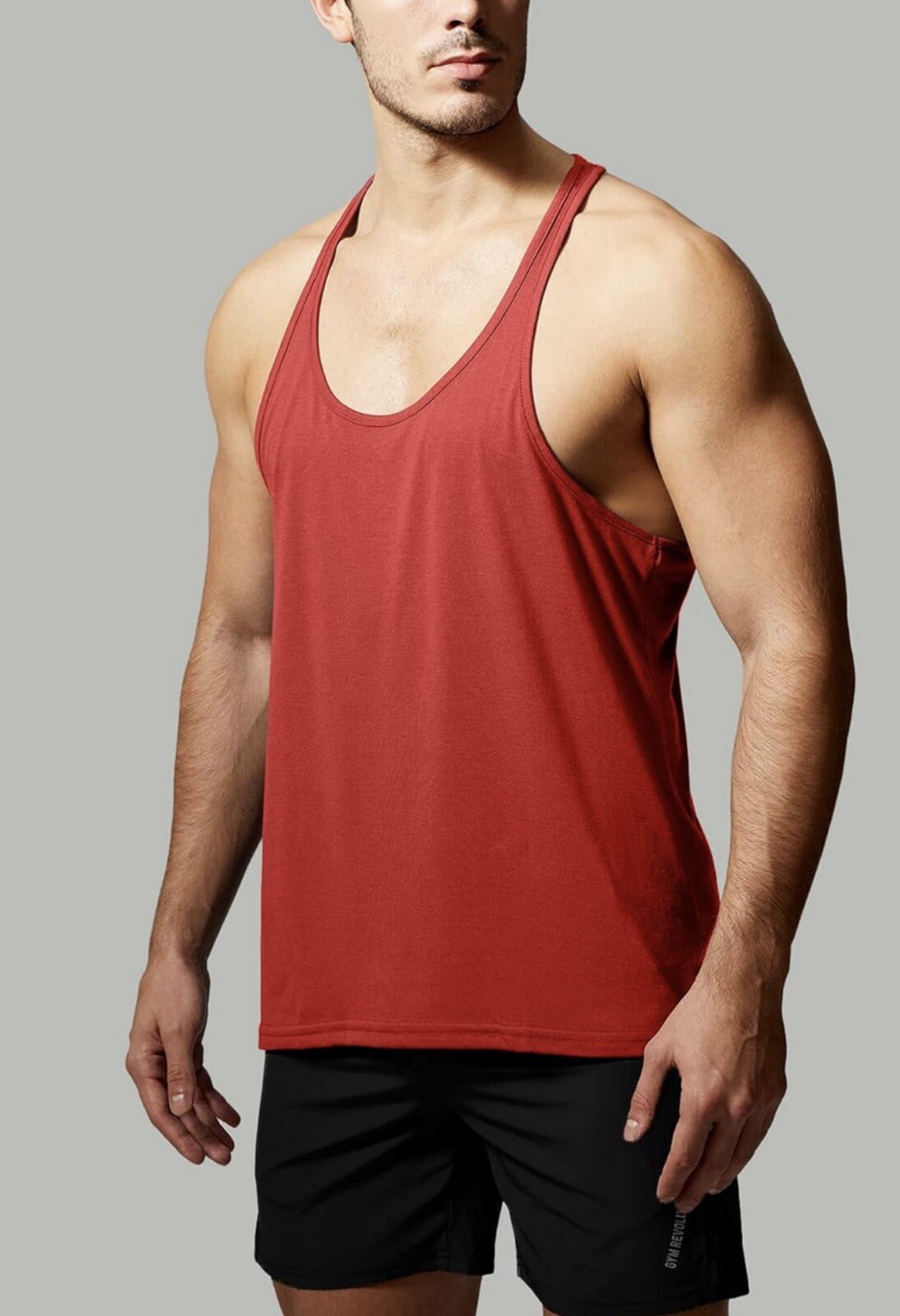 GYM REVOLUTION Men's 5 Pack Workout Fitness Tank Tops Muscle Tank M