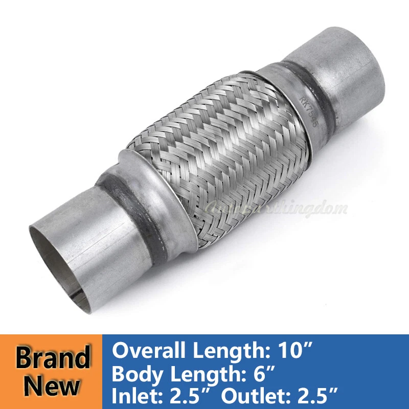For Exhaust Flex Pipe 2.5" x 6" Heavy Duty Stainless Steel Double Braided 10"OL Foto 4 de 4