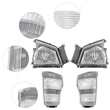 Left+Right Halogen Headlights For 2004-2007 Isuzu NPR NQR/2005-2007 GMC W-4500