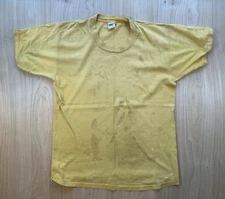 vintage 80's mustard yellow COLLEGIATE PACIFIC blank T shirt worn patina 