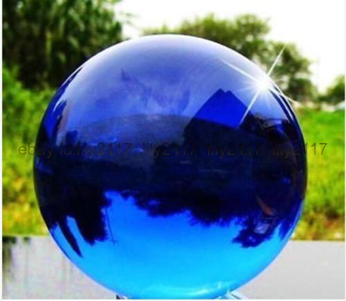 40mm Natural Blue Quartz Crystal Ball – Healing Sphere With Stand, Rare Asian