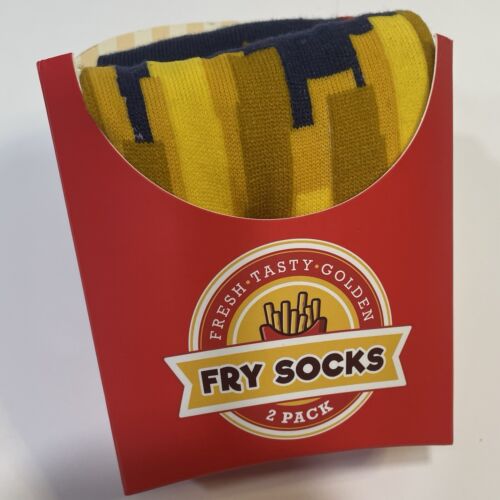 Funny Socks French Fries , Hot Dog Fancy Box Socks Size 8-12 Men’s Crew Calf .