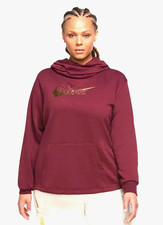 Women's Nike Sportswear Icon Clash Funnel-Neck Maroon Fleece Hoodie, Size: M, BN