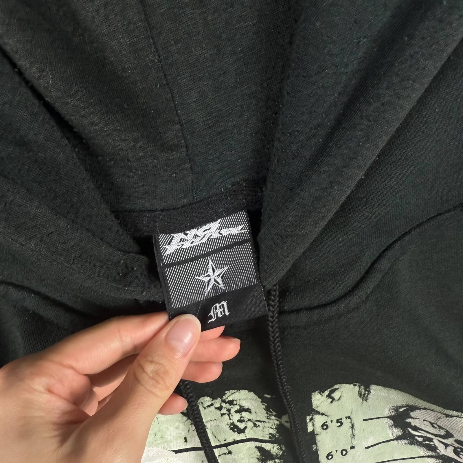 Vintage No Fear 2000's Y2K Black Skull Oversized Alt Sz Medium Pullover Hoodie image 5